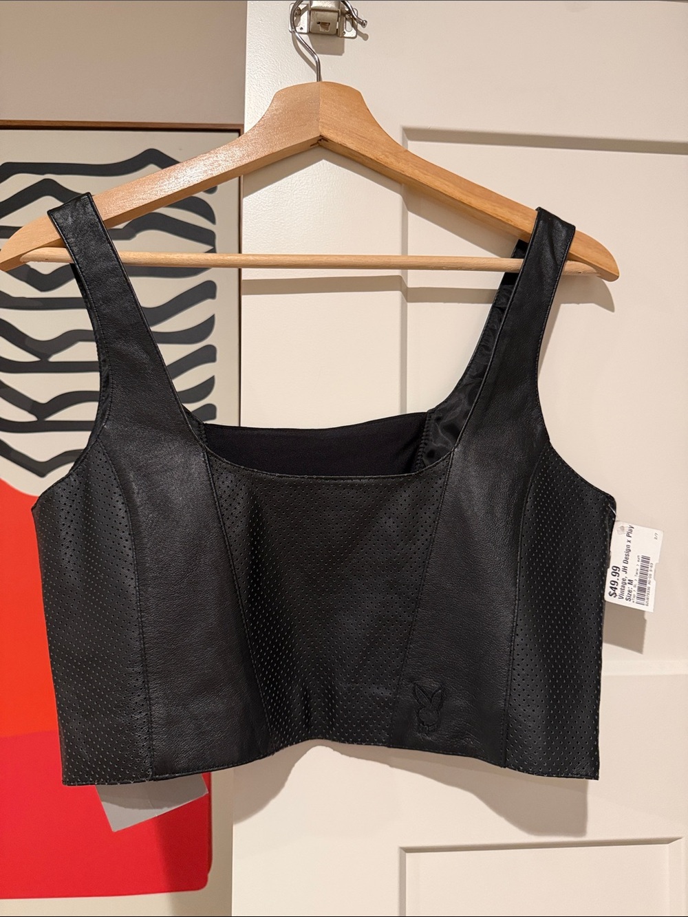 NWT PLAYBOY Black Nappa Short Panel Tank size M